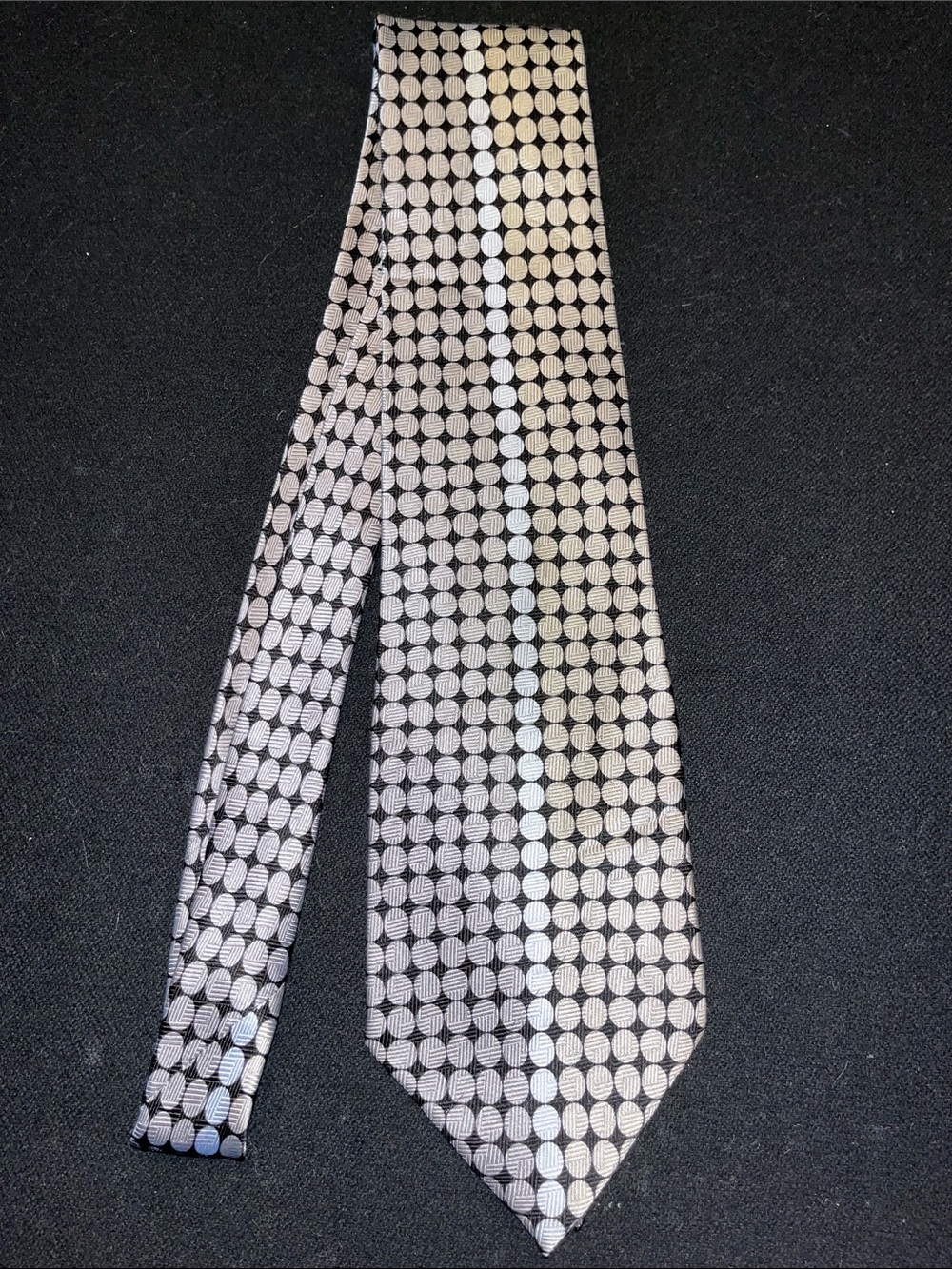 Kenneth Cole Reaction Black and Silver Geometric Dot Tie